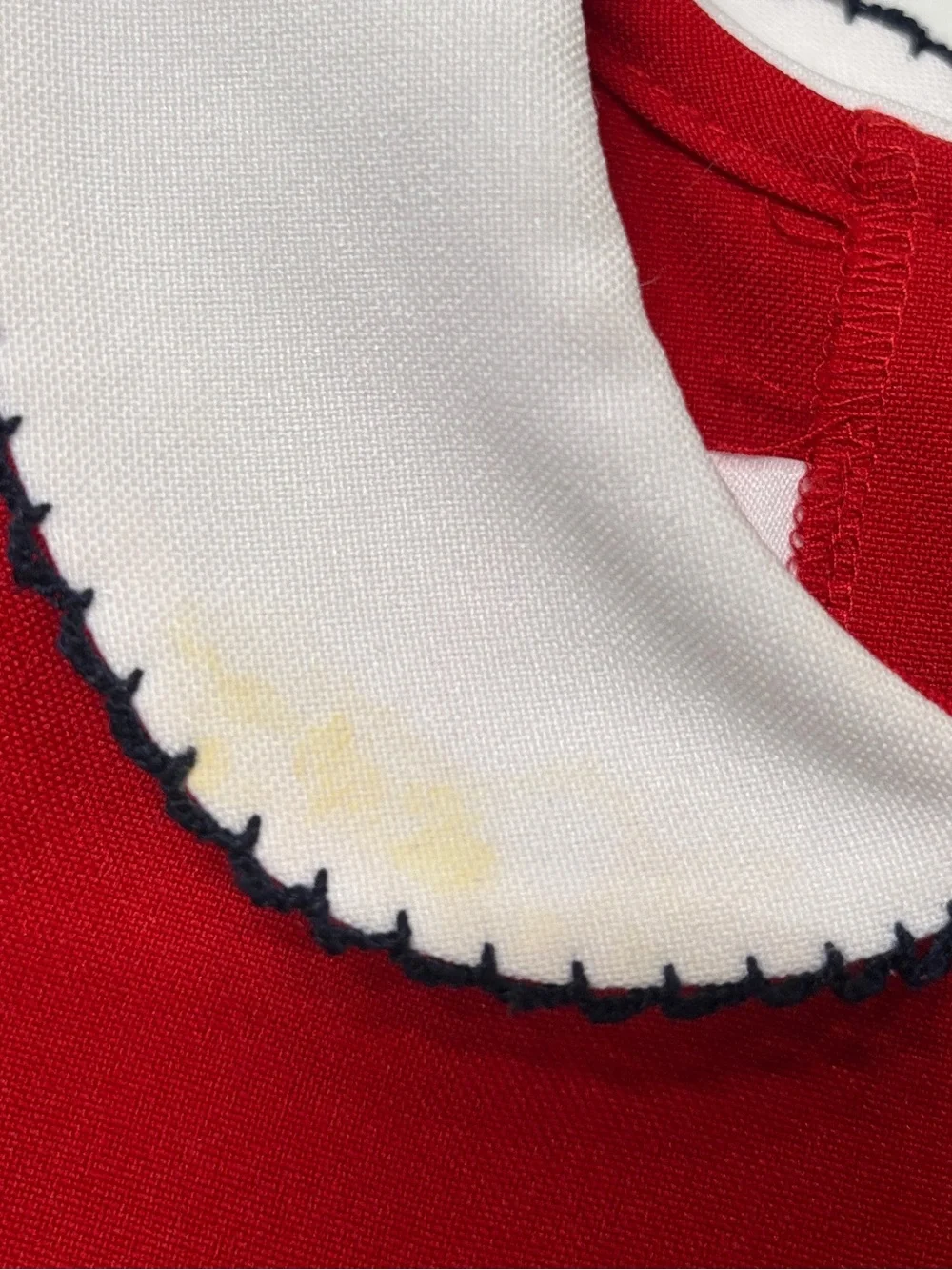 Bonnie Baby Red Sailor Dress 3/6M Peter Pan Collar Nautical Vintage